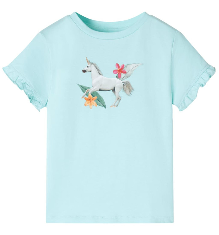 T-shirt enfants à manches courtes rose vif 128 | Mobilier & Déco