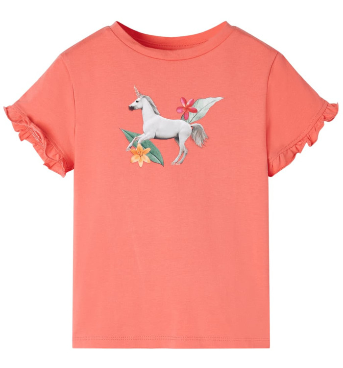 T-shirt enfants à manches courtes corail 116 | Mobilier & Déco