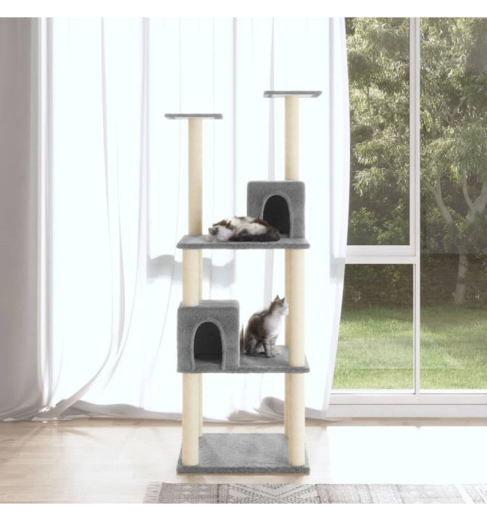 Arbre à chat avec griffoirs en sisal Gris clair 141 cm | Mobilier & Déco