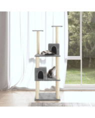 Arbre à chat avec griffoirs en sisal Gris clair 141 cm | Mobilier & Déco
