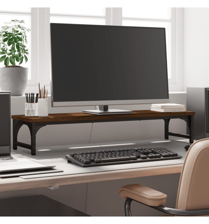 Support de moniteur chêne marron 85x23x15,5cm bois d'ingénierie | Mobilier & Déco