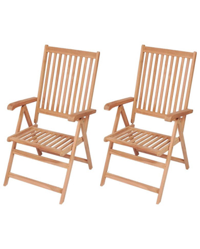 Chaises inclinables de jardin lot de 2 Bois de teck solide | Mobilier & Déco
