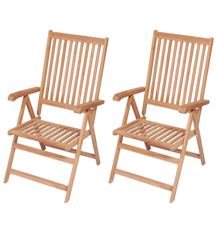 Chaises inclinables de jardin lot de 2 Bois de teck solide | Mobilier & Déco