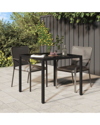 Table de Salle à Manger de Jardin Noire 90x90x75 cm Rattan Polyéthylène | Mobilier & Déco
