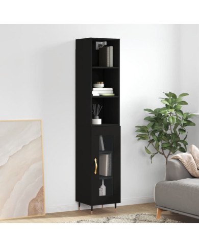 Buffet haut Noir 34,5x34x180 cm Bois d'ingénierie | Mobilier & Déco