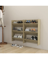 Armoires à chaussures murales 2 pcs Chêne 60x18x90 cm Aggloméré | Mobilier & Déco