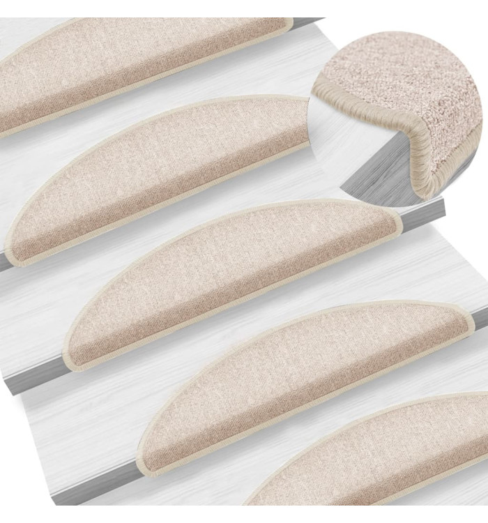Tapis d'escalier 15 pcs Taupe 56 x 17 x 3 cm | Mobilier & Déco