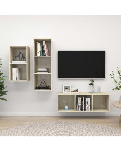 Ensemble de meubles TV 3 pcs Chêne sonoma Bois d'ingénierie | Mobilier & Déco