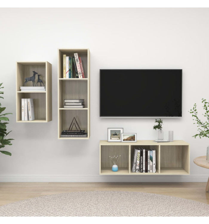 Ensemble de meubles TV 3 pcs Chêne sonoma Bois d'ingénierie | Mobilier & Déco