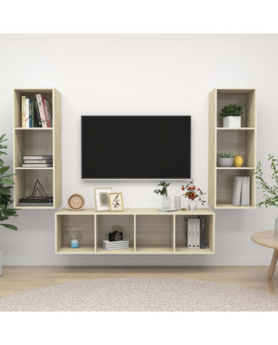 Ensemble de meubles TV 3 pcs Chêne sonoma Bois d'ingénierie | Mobilier & Déco