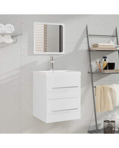 Meuble lavabo avec bassin intégré Blanc Bois d'ingénierie | Mobilier & Déco