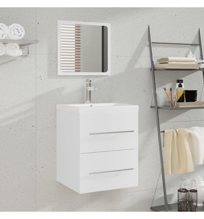 Meuble lavabo avec bassin intégré Blanc Bois d'ingénierie | Mobilier & Déco