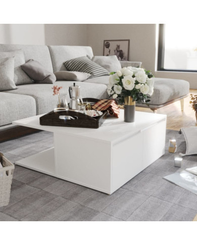 Table basse blanc 80x80x31 cm bois d'ingénierie | Mobilier & Déco