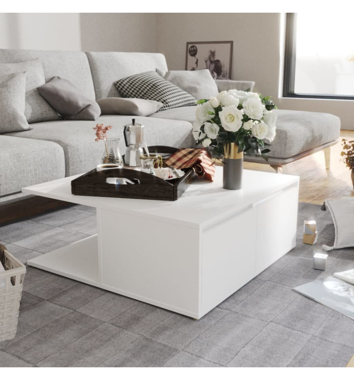 Table basse blanc 80x80x31 cm bois d'ingénierie | Mobilier & Déco