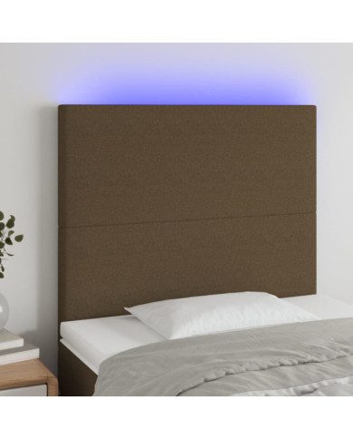 Tête de lit à LED Marron foncé 80x5x118/128 cm Tissu | Mobilier & Déco