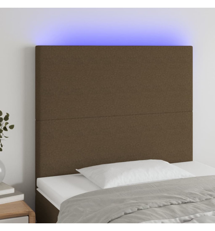Tête de lit à LED Marron foncé 80x5x118/128 cm Tissu | Mobilier & Déco