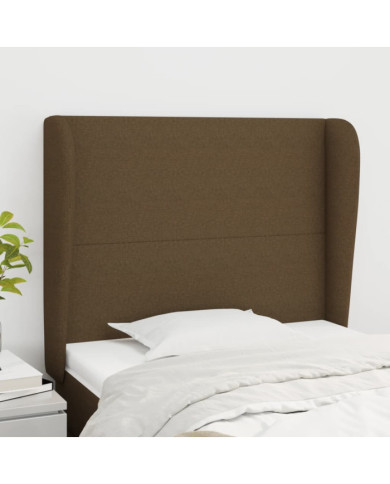 Tête de lit avec oreilles Marron foncé 83x23x118/128 cm Tissu | Mobilier & Déco