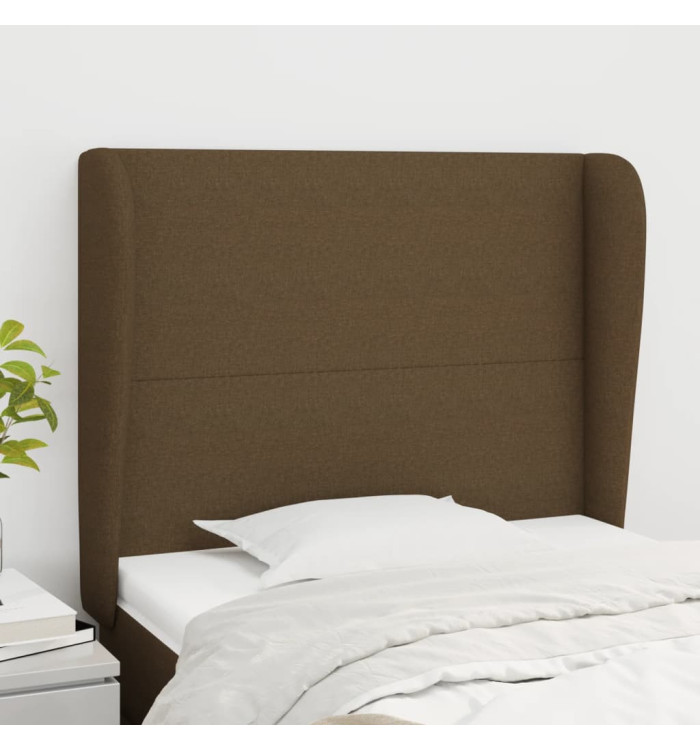 Tête de lit avec oreilles Marron foncé 83x23x118/128 cm Tissu | Mobilier & Déco