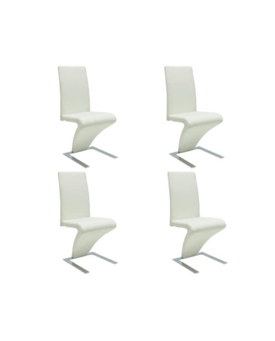 Chaises à manger lot de 4 blanc similicuir | Mobilier & Déco
