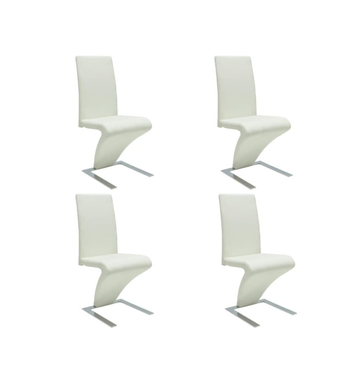 Chaises à manger lot de 4 blanc similicuir | Mobilier & Déco