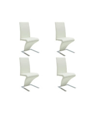 Chaises à manger lot de 4 blanc similicuir | Mobilier & Déco