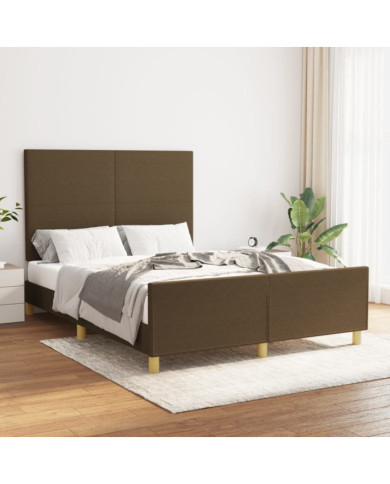 Cadre de lit sans matelas marron foncé 140x200 cm tissu | Mobilier & Déco