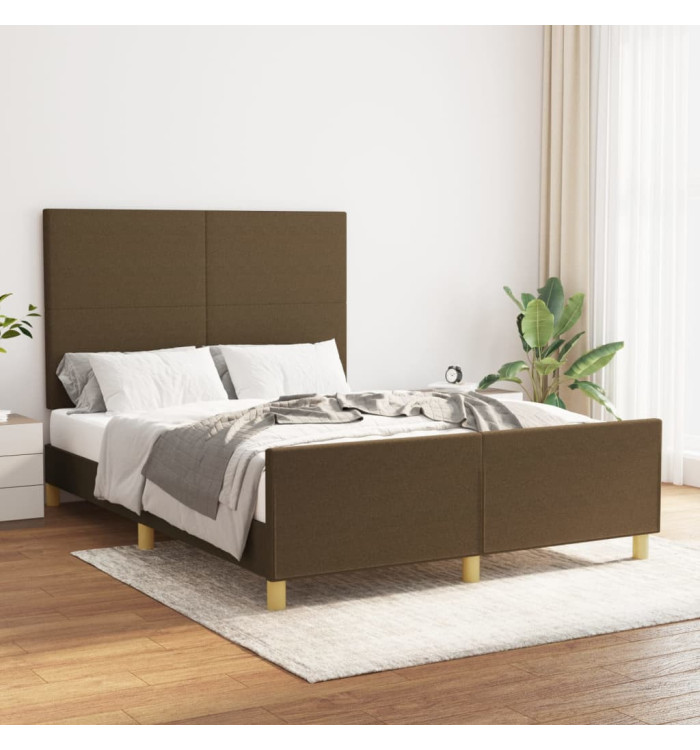 Cadre de lit sans matelas marron foncé 140x200 cm tissu | Mobilier & Déco