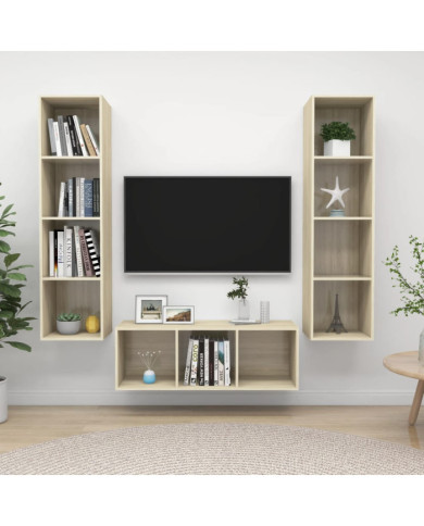Ensemble de meubles TV 3 pcs Chêne sonoma Bois d'ingénierie | Mobilier & Déco