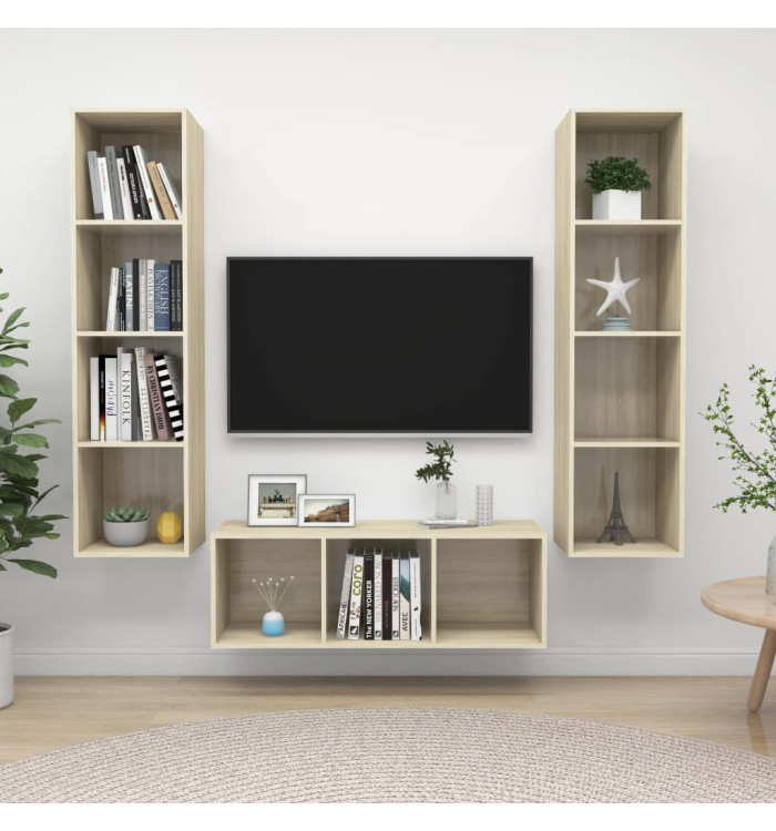 Ensemble de meubles TV 3 pcs Chêne sonoma Bois d'ingénierie | Mobilier & Déco