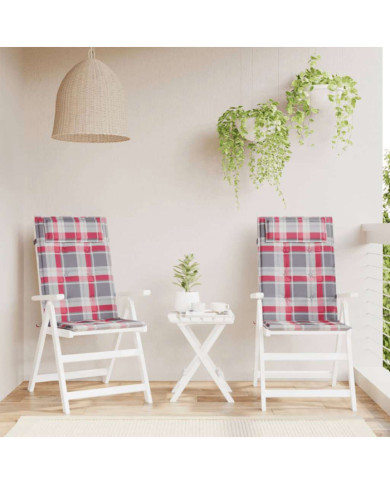 Coussins de chaise à dossier haut lot de 2 carreaux rouge | Mobilier & Déco