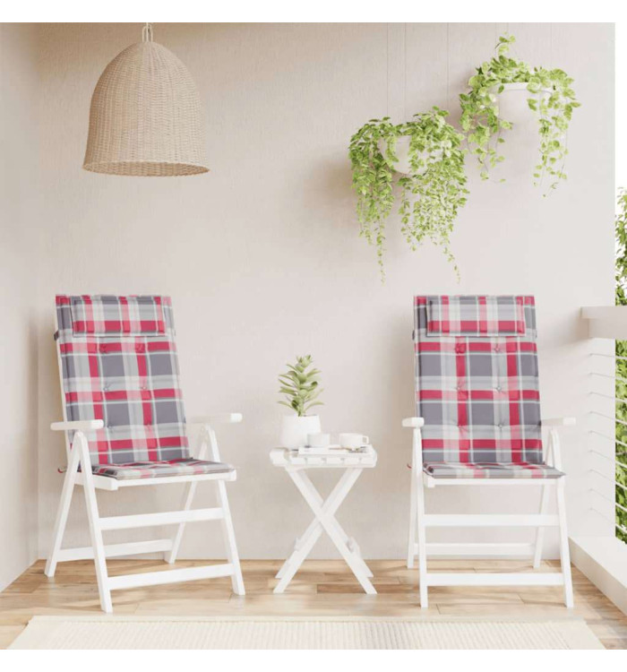 Coussins de chaise à dossier haut lot de 2 carreaux rouge | Mobilier & Déco