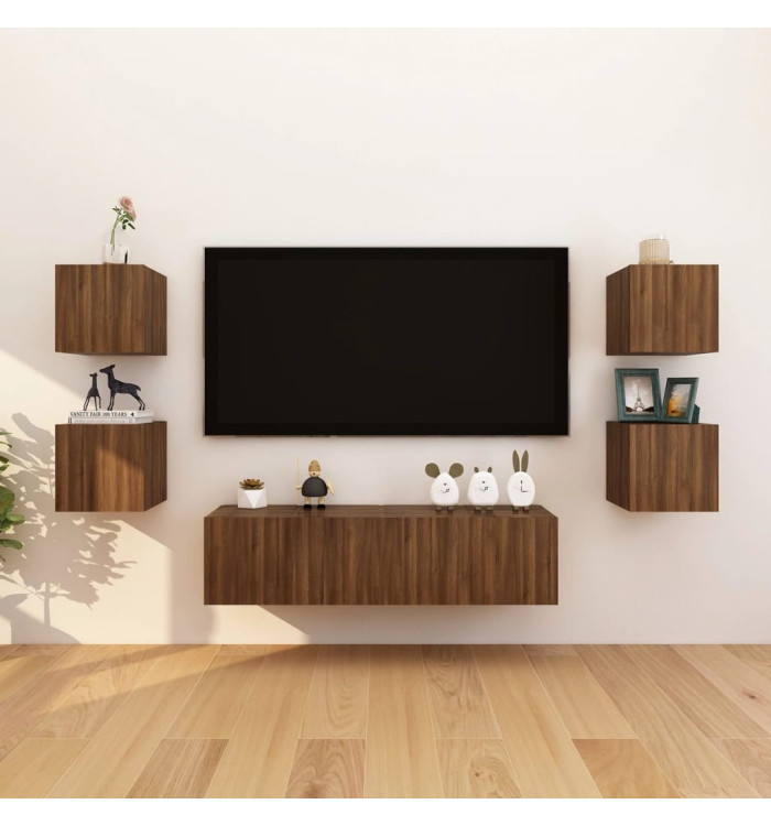 Meubles TV muraux 8 pcs Chêne marron 30,5x30x30 cm | Mobilier & Déco