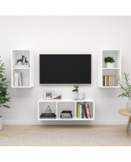 Ensemble de meuble TV 3 pcs Blanc Bois d'ingénierie | Mobilier & Déco