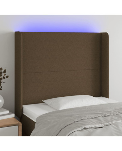Tête de lit à LED Marron foncé 83x16x118/128 cm Tissu | Mobilier & Déco