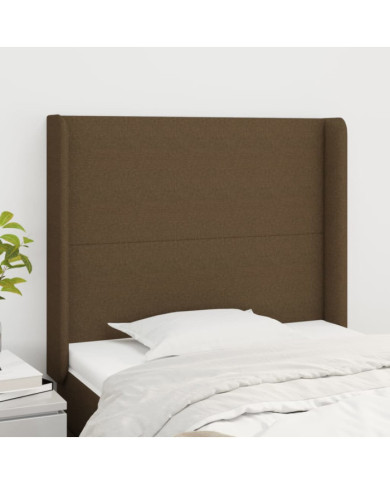 Tête de lit avec oreilles Marron foncé 83x16x118/128 cm Tissu | Mobilier & Déco