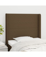 Tête de lit avec oreilles Marron foncé 83x16x118/128 cm Tissu | Mobilier & Déco