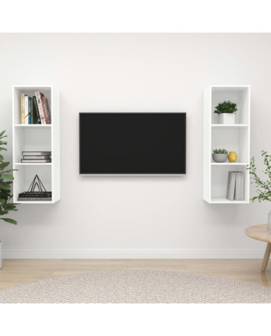 Meubles TV muraux 2 pcs Blanc Bois d'ingénierie | Mobilier & Déco