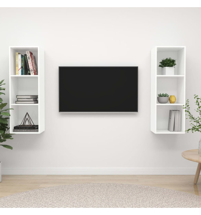 Meubles TV muraux 2 pcs Blanc Bois d'ingénierie | Mobilier & Déco