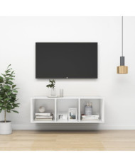 Meuble TV mural Blanc 37x37x107 cm Bois d’ingénierie | Mobilier & Déco