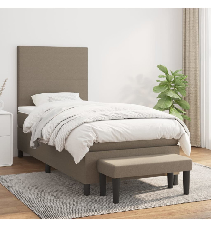 Sommier à lattes de lit avec matelas Taupe 90x200 cm Tissu | Mobilier & Déco