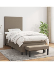 Sommier à lattes de lit avec matelas Taupe 90x200 cm Tissu | Mobilier & Déco