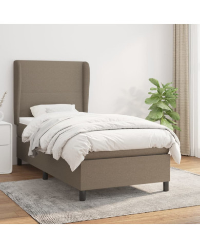 Sommier à lattes de lit avec matelas Taupe 90x200 cm Tissu | Mobilier & Déco