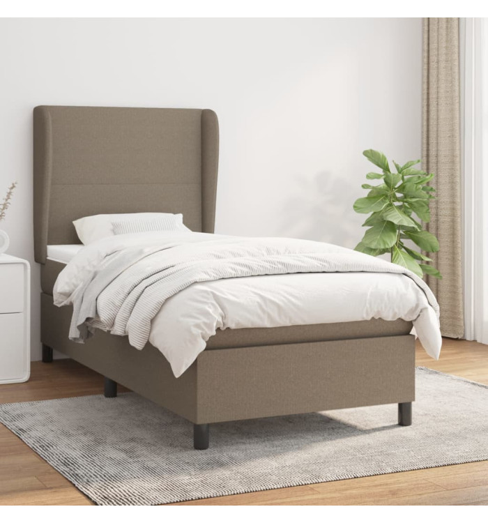 Sommier à lattes de lit avec matelas Taupe 90x200 cm Tissu | Mobilier & Déco