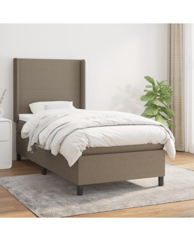 Sommier à lattes de lit avec matelas Taupe 90x200 cm Tissu | Mobilier & Déco