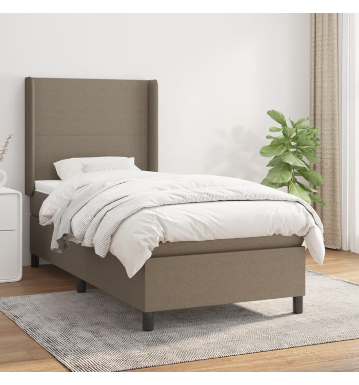 Sommier à lattes de lit avec matelas Taupe 90x200 cm Tissu | Mobilier & Déco