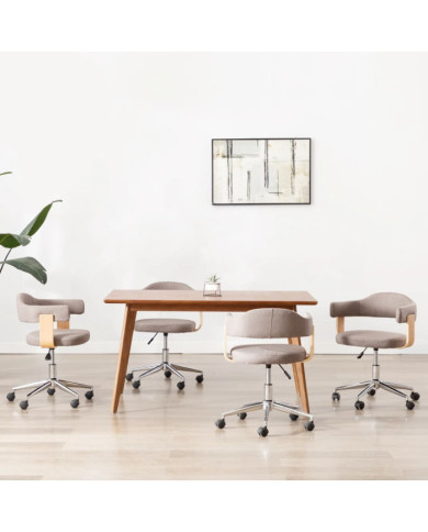 Chaises pivotantes à manger lot de 4 taupe bois courbé et tissu | Mobilier & Déco