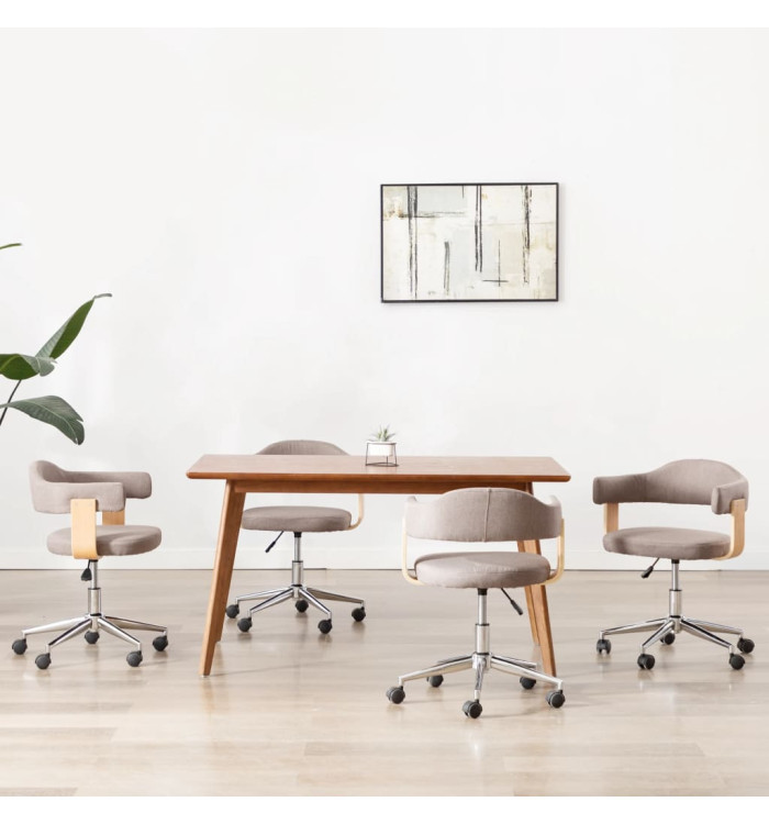 Chaises pivotantes à manger lot de 4 taupe bois courbé et tissu | Mobilier & Déco