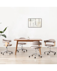 Chaises pivotantes à manger lot de 4 taupe bois courbé et tissu | Mobilier & Déco