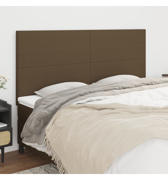 Têtes de lit 4 pcs Marron Foncé 80x5x78/88 cm Tissu | Mobilier & Déco