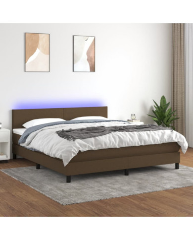 Sommier à lattes de lit matelas et LED Marron foncé 160x200 cm | Mobilier & Déco